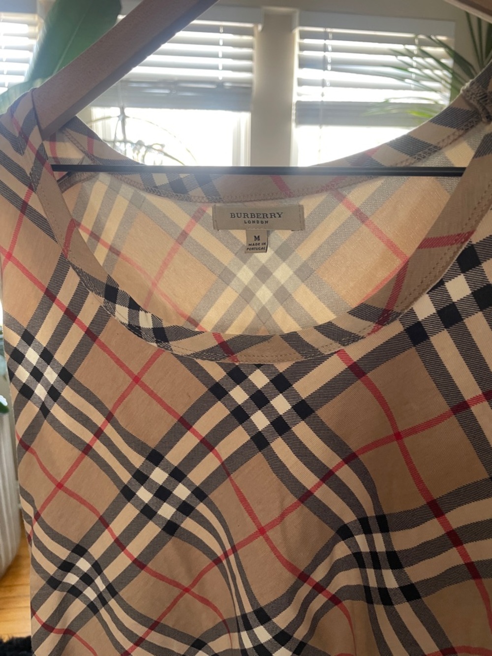 Burberry Tan Nova Check Sleeveless Camisole with Navy & Red Stripes - Picture 3 of 5